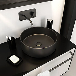 Aurlane Vasque ronde - Noir Vasque à poser - Céramique - Noir - Ø36x11.5 cm