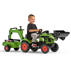 Falk Tractopelle Claas Arion 410 avec excavatrice et remorque - Vert