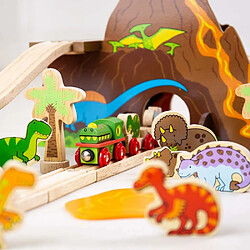 Bigjigs Toys Jeu en bois Ensemble de chemin de fer de dinosaure