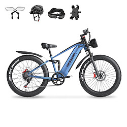 Vélo électrique Tifgalop 26" pour adultes 48V 18Ah Batterie amovible 1000W Fat Bike - Bleu