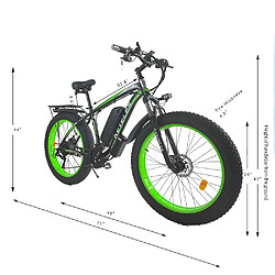 Vélo électrique keteles K800, 1000 W, 26 ", 2x 18 Ah, 21 vitesses, 45 km / h -Vert