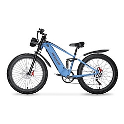 Vélo électrique Tifgalop 26" pour adultes 48V 18Ah Batterie amovible 1000W Fat Bike - Bleu