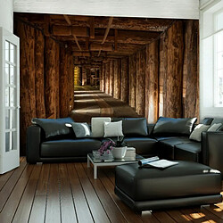 Paris Prix Wooden Passage Papier Peint 270 x 350 cm Papier peint mural - Papier intissé 110 g/m2 - Rectangulaire - Full HD - Résistant à l'eau - Multicolore