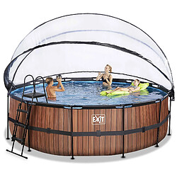 EXIT TOYS Piscine Stone avec dôme et pompe à chaleur - Ronde grise 450x122 cm