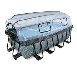 EXIT TOYS Piscine Stone avec dôme et pompe filtrante - Grise 400x200x122 cm