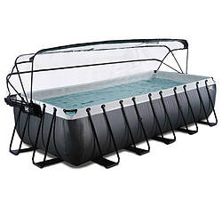 EXIT TOYS Piscine Stone avec dôme et pompe à chaleur - Grise 540x250x122 cm