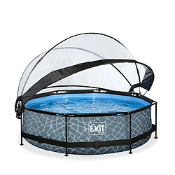 EXIT TOYS Piscine Stone avec dôme - Ronde grise 300x76 cm