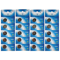 Visiodirect piles bouton CR1620 lithium - Pack de 20
