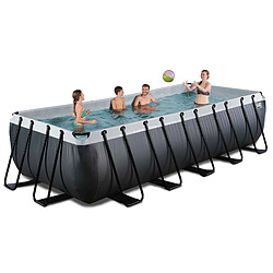EXIT TOYS Piscine Stone avec dôme et pompe filtrante - Grise 540x250x122 cm