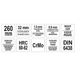 Yato Cisaille à étain Droite 260 mm Vert