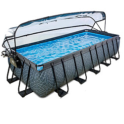 EXIT TOYS Piscine Stone avec dôme et pompe à chaleur - Grise 540x250x100 cm