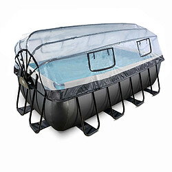 EXIT TOYS Piscine Stone avec dôme et pompe à chaleur - Grise 400x200x122 cm