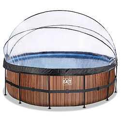 EXIT TOYS Piscine Stone avec dôme et pompe à chaleur - Ronde grise 450x122 cm