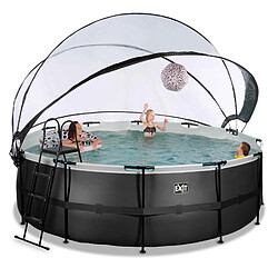 EXIT TOYS Piscine Stone avec dôme et pompe à chaleur - Ronde grise 427x122 cm