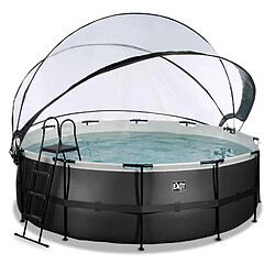 EXIT TOYS Piscine Stone avec dôme et pompe à chaleur - Ronde grise 427x122 cm