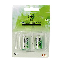 Visiodirect Piles lithium CR2 pour appareil photo - Lot de 2 Piles CR2 lithium photo - 3 V - 800 mAh - Type CR15270 - Haute densité d’énergie - Faible autodécharge