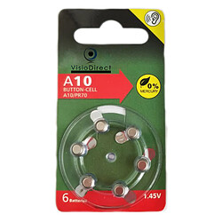Visiodirect Piles auditives zinc-air A10 - Lot de 6