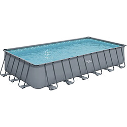Habitat Et Jardin Piscine tubulaire grise - LUDO 5 - 7.32 x 3.66 x 1.32 m - Filtration à sable 5,7m3/H
