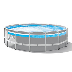 Intex Piscine tubulaire ronde avec accessoires CLEARVIEW - Diam. 4,88 m x Haut. 1,22 m - Gris