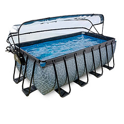 EXIT TOYS Piscine Stone avec dôme et pompe filtrante - Grise 400x200x122 cm
