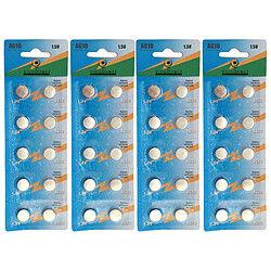 Visiodirect Piles bouton AG10 LR1130/LR54 - Lot de 40