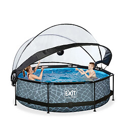 EXIT TOYS Piscine Stone avec dôme - Ronde grise 300x76 cm
