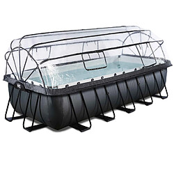 EXIT TOYS Piscine Stone avec dôme et pompe à chaleur - Grise 540x250x122 cm