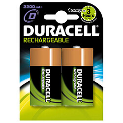 Duracell Piles rechargeables HR20 (D) - Lot de 2 Piles rechargeables HR20/D pour appareils énergivores - NiMH 1,2 V - 2200 mAh - Réf. 32659