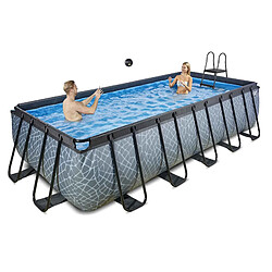 EXIT TOYS Piscine Stone avec dôme et pompe filtrante - Grise 540x250x122 cm