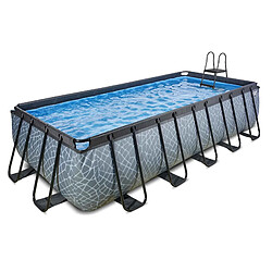 EXIT TOYS Piscine Stone avec dôme et pompe filtrante - Grise 540x250x122 cm