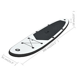 VidaXL Planche SUP gonflable - Noir/Blanc pas cher