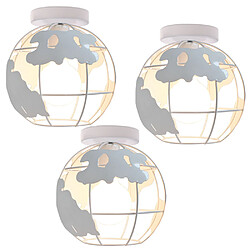 Stoex Cage Industrielle Vintage Blanc 3x Plafonnier - Cage métal - E27 - Vintage - Dimensions 20x20x20 cm - Blanc