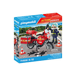 Playmobil® Playmobil 71466 Pompier et moto Set Playmobil City Action pompier et moto - Figurine avec casque et gants - Moto avec béquille - Accessoires: extincteur, coffre, pylônes - Dès 4 ans