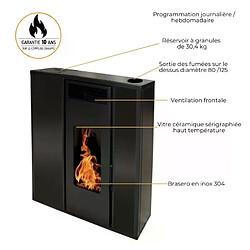 Interstoves Pack Poêle à granules TESSA 10 Etanche sortie sur le dessus + Conduit Vertical 80/125 -