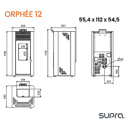 Poêle à granulés de bois 11.9kw noir - ORPHEE 12 NOIR - SUPRA pas cher