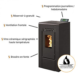 INTERSTOVES Gioia 9 Etanche + Conduit Ventouse - Noir