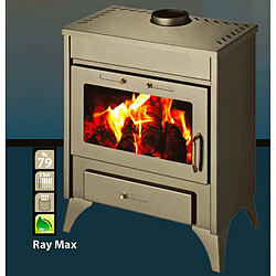 Victoria Ray Max B Poêle à bois bouilleur - 13kW - Réservoir 18L - Réglages multiples - Gris anthracite