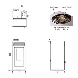 Interstoves Pack Poêle à granules MARINA 13 Etanche sortie sur le dessus + Conduit Ventouse - pas cher