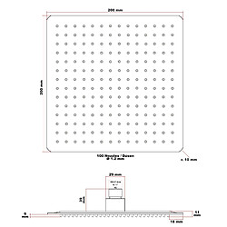 Pommeau de douche Helloshop26 - 20 x 20 cm