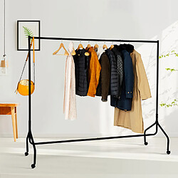 Idmarket Market Portant vêtements POLA 182 cm Portant à vêtements - Métal noir - Roulettes - Longueur 182 cm