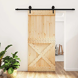 vidaXL Porte coulissante pin massif 95x210 cm avec kit