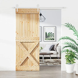 vidaXL Porte coulissante avec quincaillerie - Pin massif