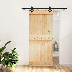vidaXL Porte coulissante et kit de quincaillerie - 90x210 cm - Pin massif