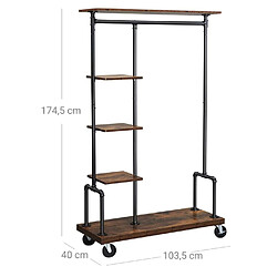 Helloshop26 Portant à vêtements mobile marron rustique