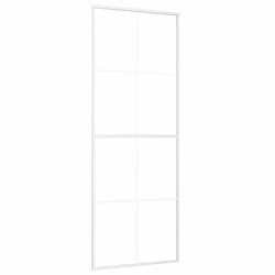 VidaXL Porte coulissante verre ESG aluminium - Blanc - 76x205 cm
