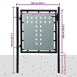 vidaXL Portail simple clôture Noir 100x150 cm pas cher