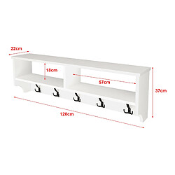 Helloshop26 Portemanteau mural à 15 crochets - Blanc