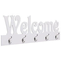 Decoshop26 Porte-manteau mural Welcome - Blanc