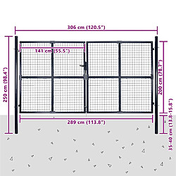 vidaXL Portail de jardin - Gris anthracite pas cher