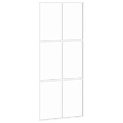 vidaXL Porte coulissante 90x205 Verre trempé/Aluminium - Blanc